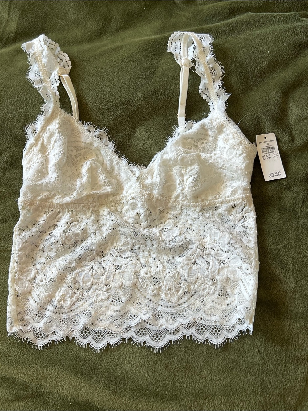 Aerie White Lace Bralette Tank Top- XXS